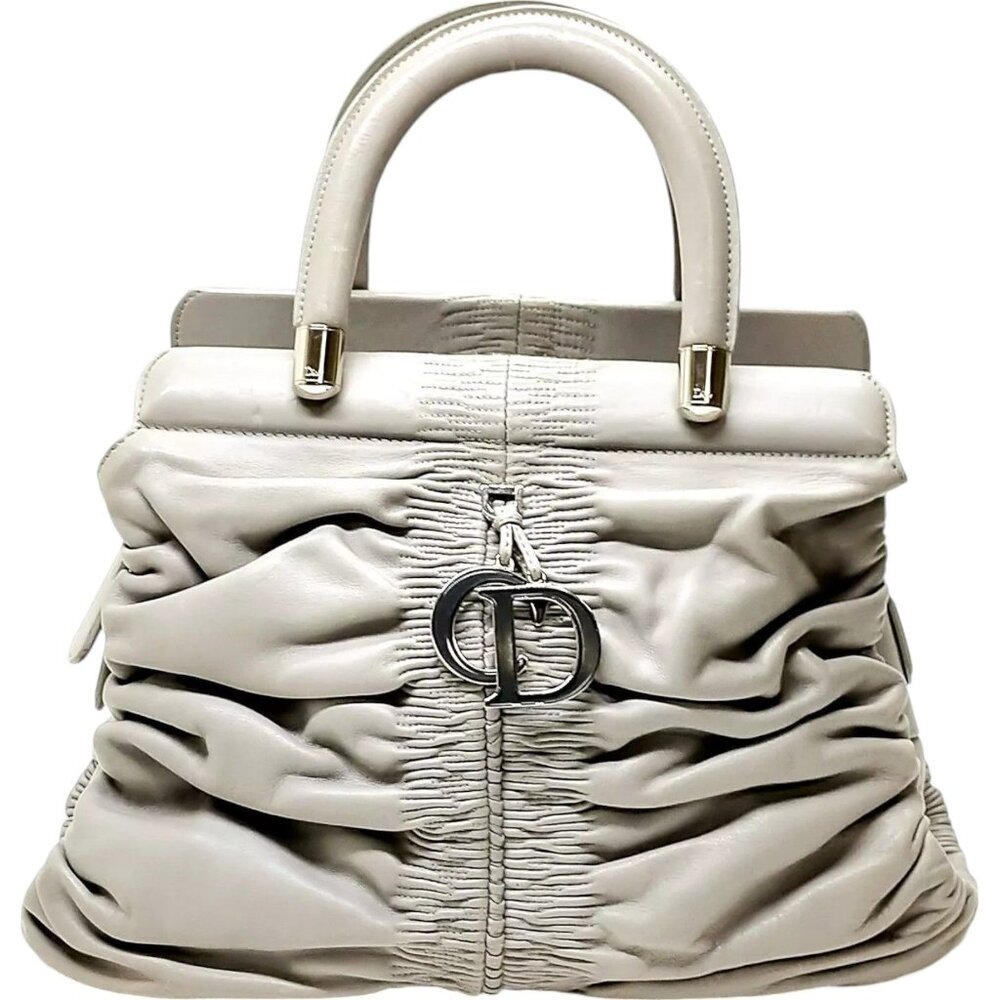 982455AY (S6) Christian Dior Hand Bag Gray Leather - Picture 1 of 9